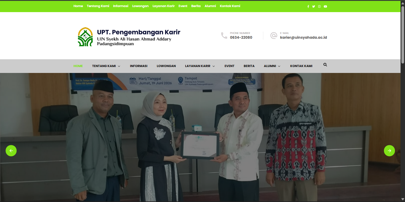 Tampilan Website Unit Pengembangan Karir