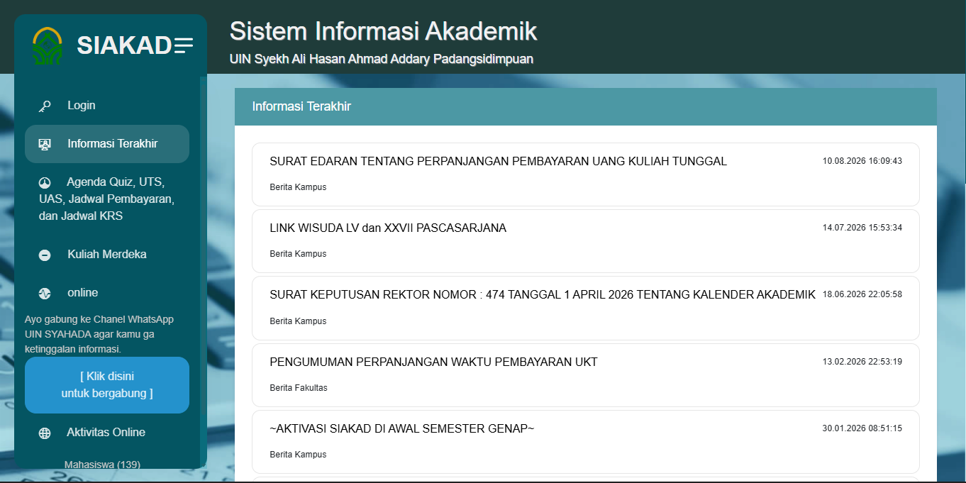 Tampilan SIAKAD
