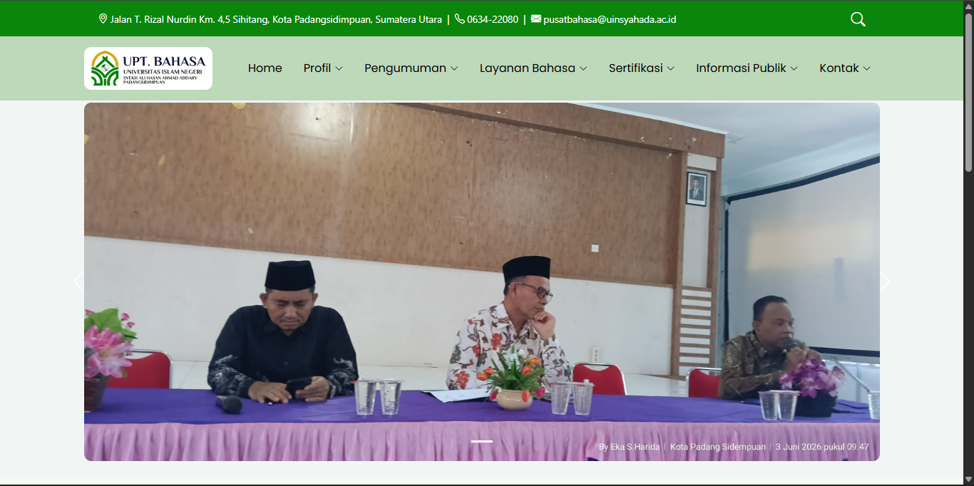 Tampilan Website Unit Pusat Bahasa