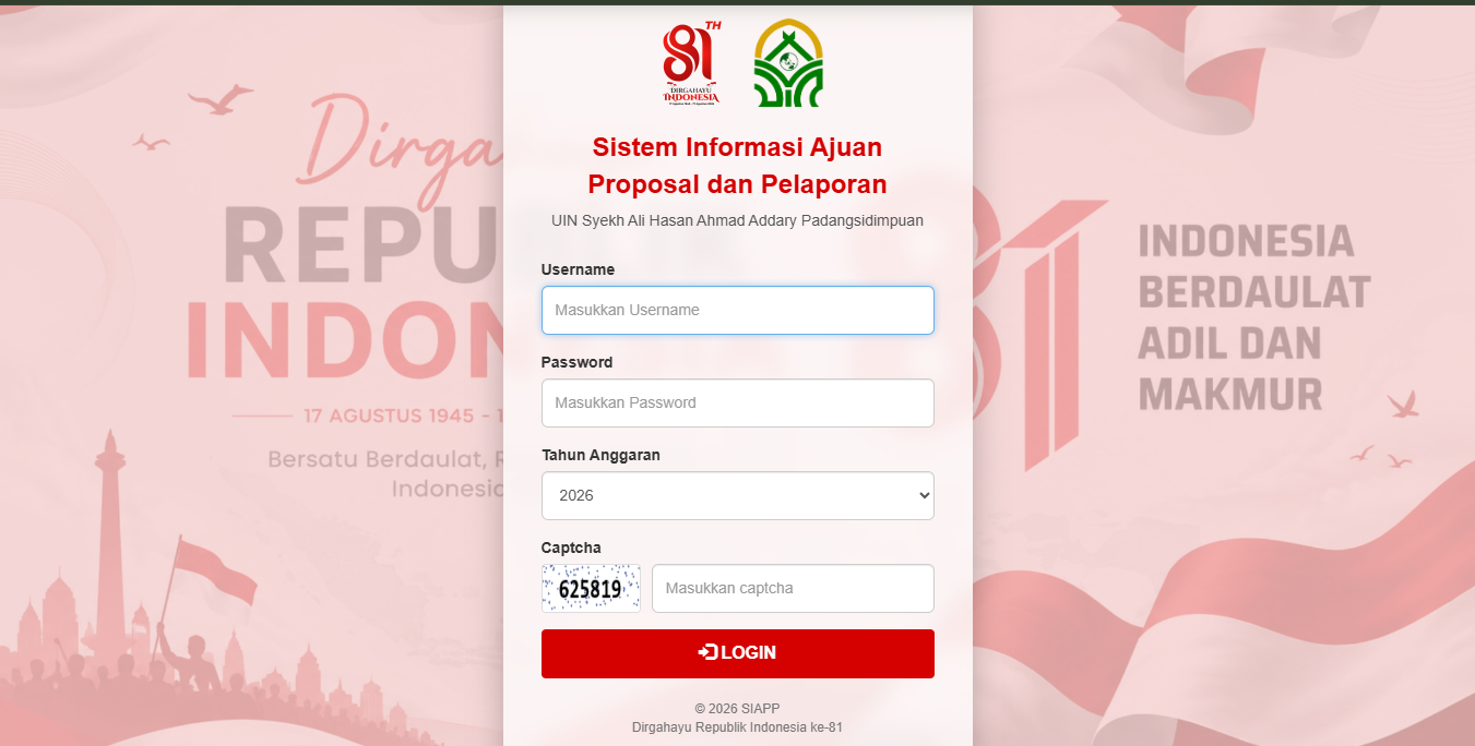 Tampilan sistem informasi pengajuan proposal