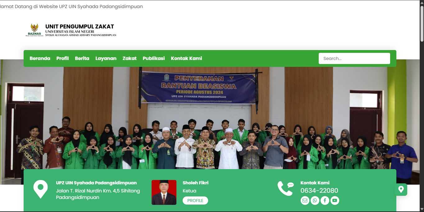 Tampilan Website Unit Pengumpul Zakat