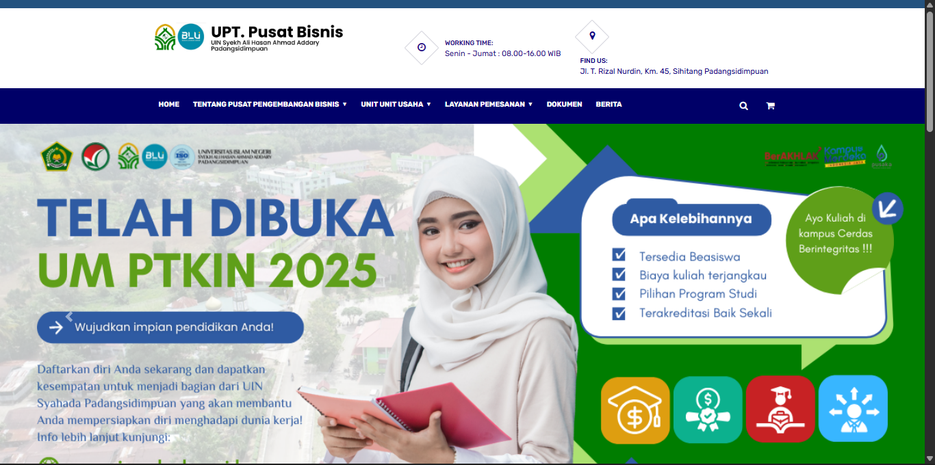 Tampilan Website Pusat Bisnis 