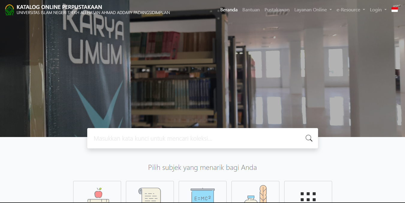 Tampilan Katalog Perpustakaan