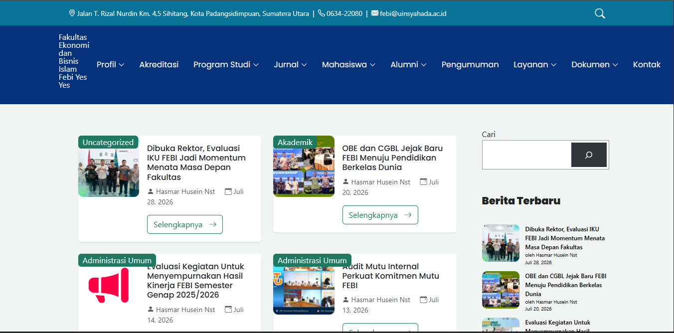 Tampilan Web Fakultas FEBI