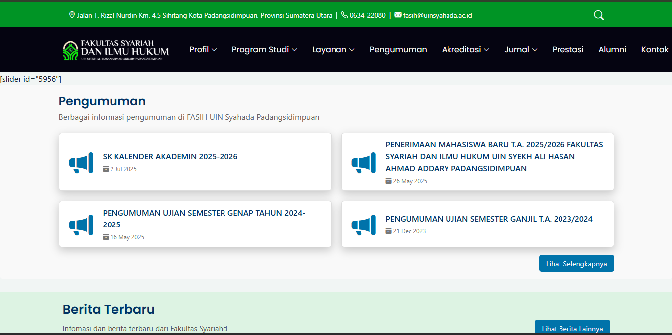 Tampilan Web Fakultas FASIH