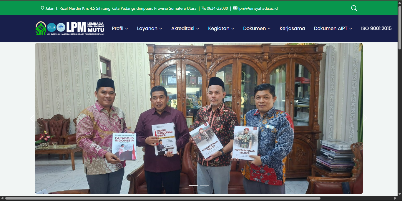 Tampilan Website Lembaga Penjaminan Mutu