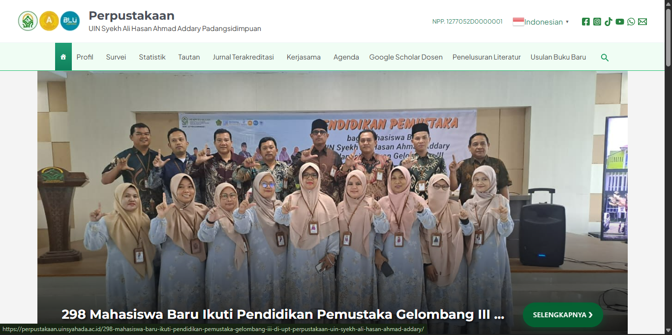 Tampilan Website Unit Perpustkaan